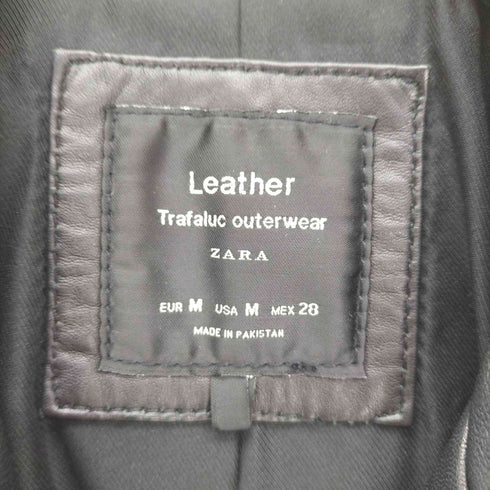 ザラ ZARA シープ レザー ライダースジャケット レディース import:M