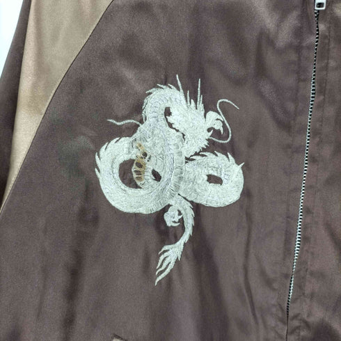 裏地 キルティング 龍 刺繍 サテン スカジャン メンズ