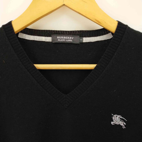 バーバリーブラックレーベル BURBERRY BLACK LABEL ワンポイント刺繍Vネックニットセーター メンズ 2