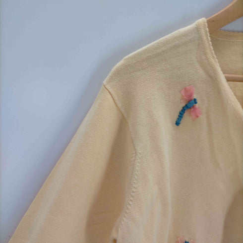 マリサ クリスティーナ marisa christina 90S 香港製 フラワー刺繍 コットンカーディガン レディース JPN:M