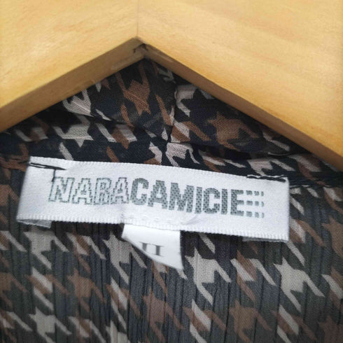 ナラカミーチェ NARACAMICIE 楊柳 ハウンド トゥース ボウタイ ブラウス チェック シャツ レディース JPN:L