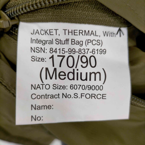 ブリティッシュアーミー BRITISH ARMY PCS Thermal Jacket メンズ import:M