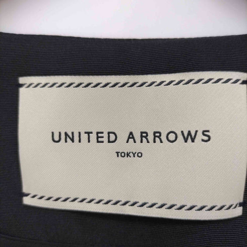 ユナイテッドアローズ UNITED ARROWS UBCMD グログラン Vネックノーカラー カラーレス ロングコート ゴールド 金ボタン ベルト 紐付 レディース JPN:38