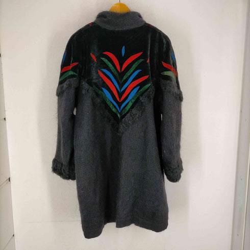 80s ベロア切替モヘアウールコート メンズ