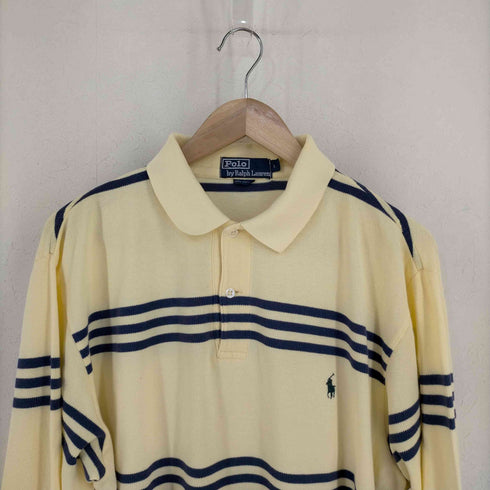 ポロバイラルフローレン Polo by RALPH LAUREN ボーダー ポニー刺繍 LS ポロシャツ メンズ import:L