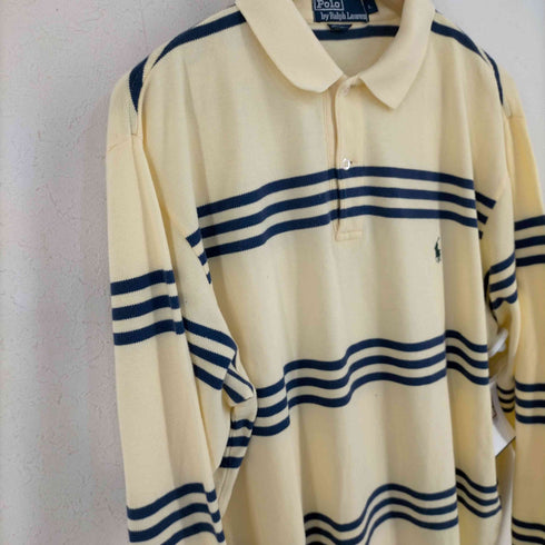 ポロバイラルフローレン Polo by RALPH LAUREN ボーダー ポニー刺繍 LS ポロシャツ メンズ import:L