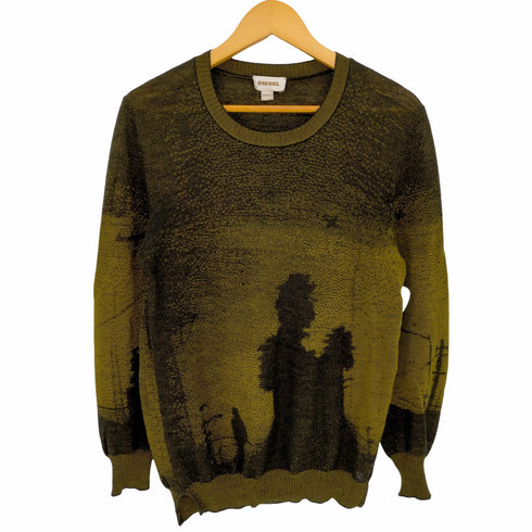 ディーゼル DIESEL 総柄 ウールアクリルスリットニット メンズ import:L