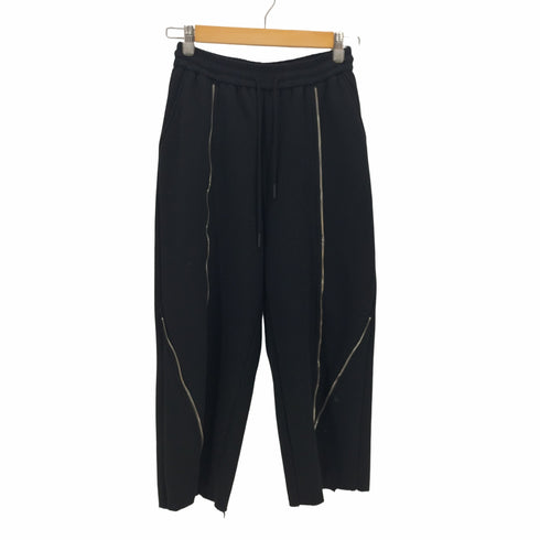 roopage ジップ デザイン スウェット クロップド パンツ レディース
