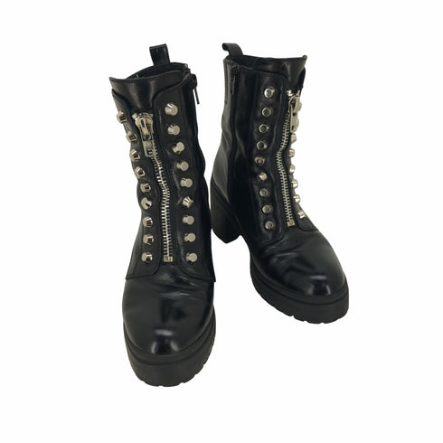 ジェフリーキャンベル Jeffrey Campbell ジップ デザイン スタッズ 厚底 ヒール ブーツ レディース EUR:37
