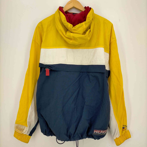 トミーヒルフィガー TOMMY HILFIGER 80-90s 台湾製 BAILING GEAR マルチカラー 3ポケット ジップアップナイロンフーディジャケット メンズ import:L