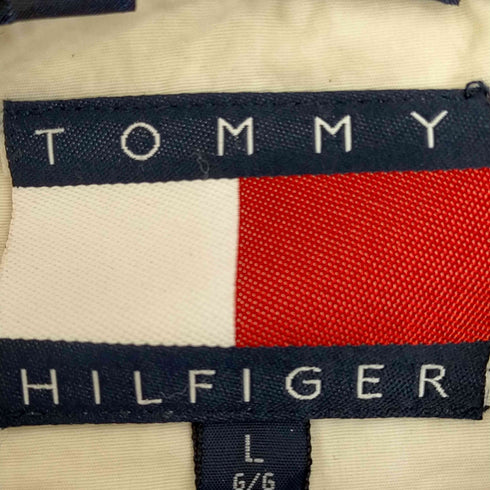 トミーヒルフィガー TOMMY HILFIGER 80-90s 台湾製 BAILING GEAR マルチカラー 3ポケット ジップアップナイロンフーディジャケット メンズ import:L