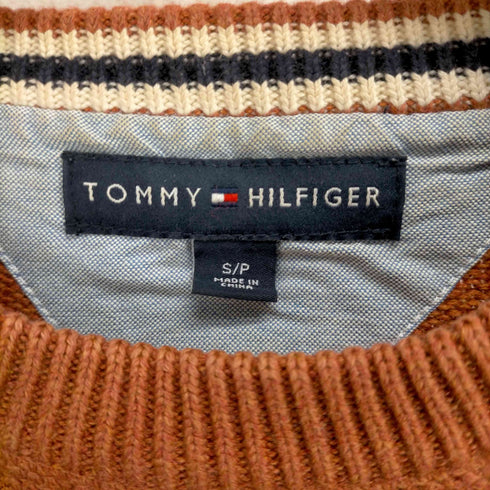 トミーヒルフィガー TOMMY HILFIGER ロゴ刺繍Vガゼットニット メンズ JPN:S