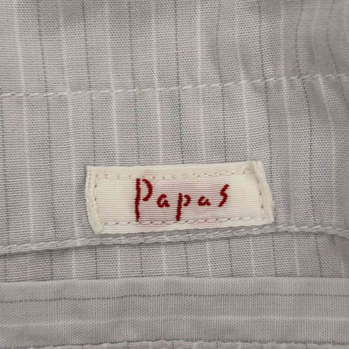 パパス papas ストライプ バンドカラーシャツ メンズ import:M