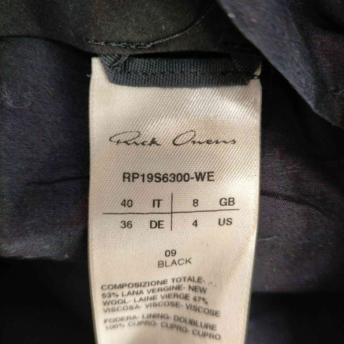 リックオウエンス RICK OWENS ウール混スラックスパンツ レディース 36