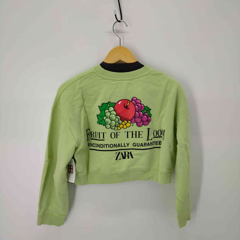ザラ ZARA 刺繍プリント クロップドスウェットプルオーバー レディース JPN:S