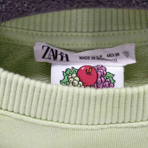 ザラ ZARA 刺繍プリント クロップドスウェットプルオーバー レディース JPN:S