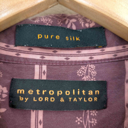 lord&taylor} シルク 片ポケ ウッドボタン 開襟アロハシャツ メンズ