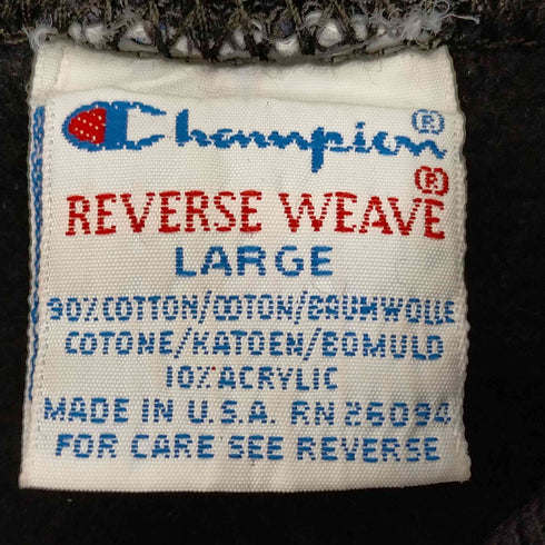 チャンピオン Champion 90s 刺繍タグ USA製 REVERSE WEAVE 裏起毛 目有り ポケ付 ラグランスリーブモックネックスウェット メンズ import:L