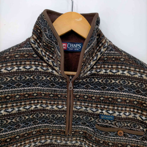 チャップスラルフローレン CHAPS RALPH LAUREN 総柄 ハーフジップフリース レディース JPN:L