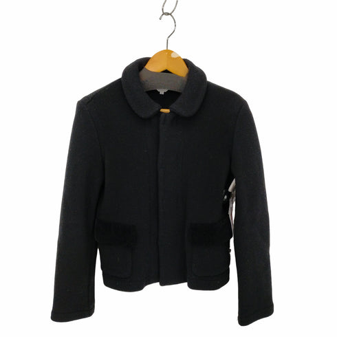 ローブドシャンブルコムデギャルソン robe de chambre COMME des GARCONS 02AW AD2002 ウール混 ポケットベロア― ニットジャケット レディース JPN:L