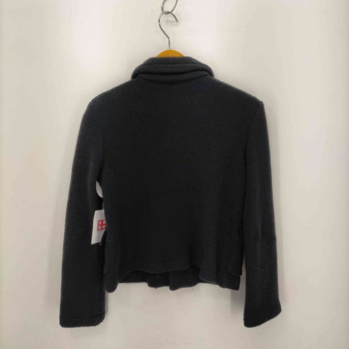 ローブドシャンブルコムデギャルソン robe de chambre COMME des GARCONS 02AW AD2002 ウール混 ポケットベロア― ニットジャケット レディース JPN:L