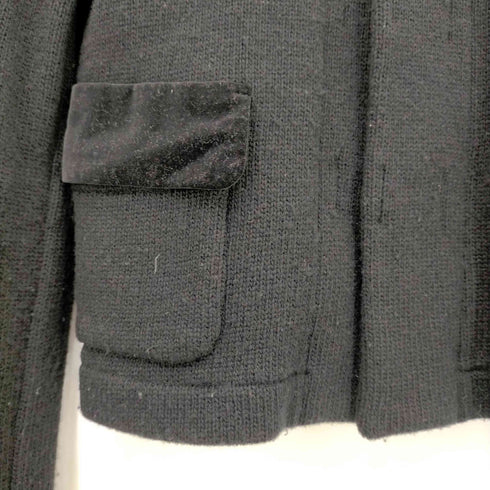 ローブドシャンブルコムデギャルソン robe de chambre COMME des GARCONS 02AW AD2002 ウール混 ポケットベロア― ニットジャケット レディース JPN:L