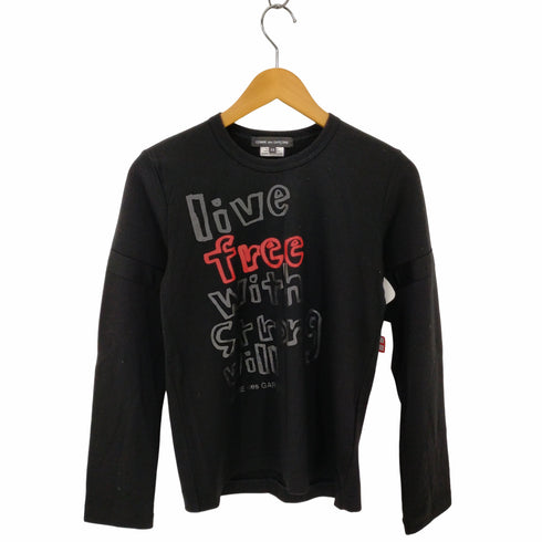 コムデギャルソン COMME des GARCONS 11AW AD2011 LIVE FREE WITH STRONG WILL メッセージプリント L/S Tシャツ レディース JPN:M