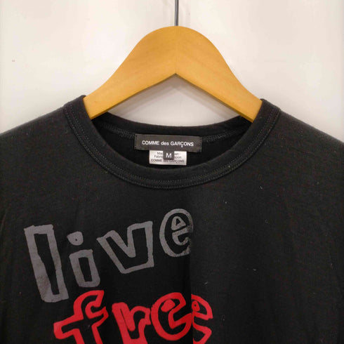 コムデギャルソン COMME des GARCONS 11AW AD2011 LIVE FREE WITH STRONG WILL メッセージプリント L/S Tシャツ レディース JPN:M