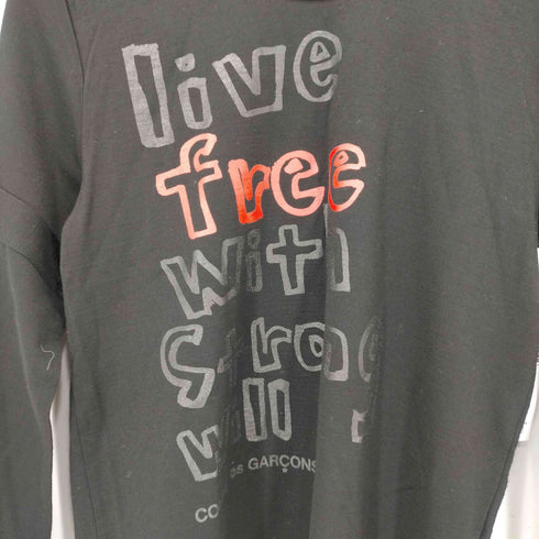 コムデギャルソン COMME des GARCONS 11AW AD2011 LIVE FREE WITH STRONG WILL メッセージプリント L/S Tシャツ レディース JPN:M