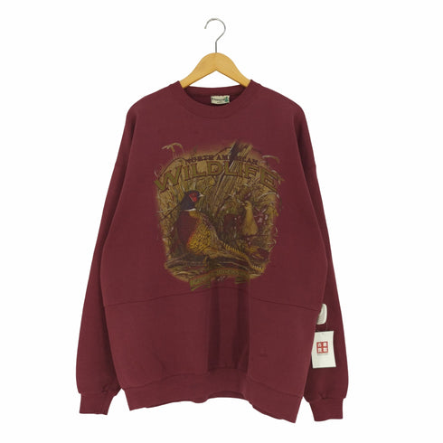 フィールドマスター fieldmaster 90s USA製 キジ アニマルプリント クルーネックスウェット メンズ import:XXL
