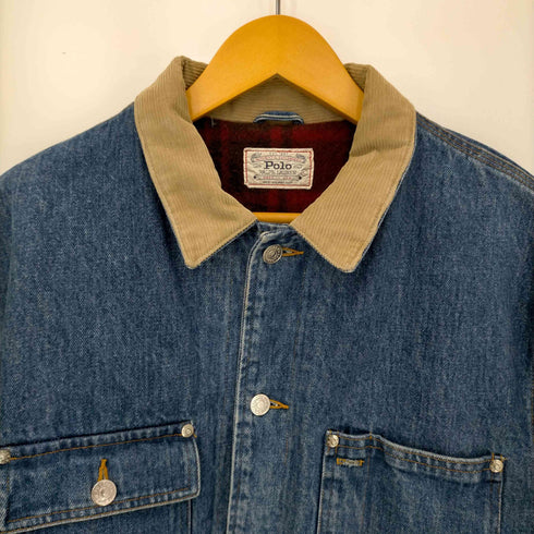 ポロラルフローレン POLO RALPH LAUREN 80s~90s 白タグ ブランケットデニムジャケット メンズ JPN:L