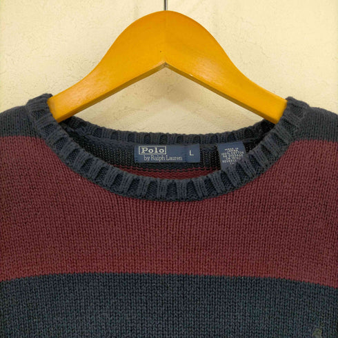 ポロバイラルフローレン Polo by RALPH LAUREN ポニー刺繍 ボーダーコットンニット メンズ import:L
