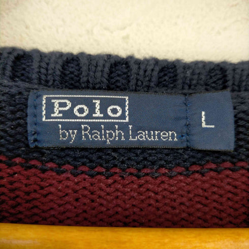 ポロバイラルフローレン Polo by RALPH LAUREN ポニー刺繍 ボーダーコットンニット メンズ import:L