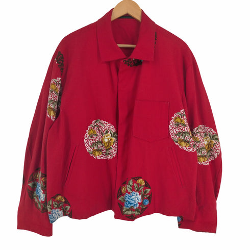 ヨウジヤマモトプールオム Yohji Yamamoto POUR HOMME 96SS 花と少年期 コットンフラワープリント メタルスナップボタンジャケット メンズ JPN:M