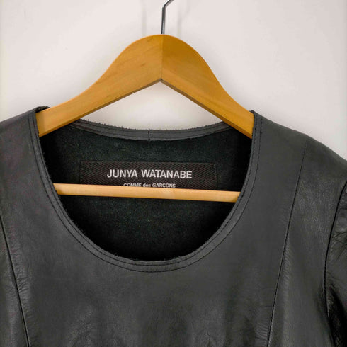 ジュンヤワタナベコムデギャルソン JUNYA WATANABE COMME des GARCONS 90S archive 牛革 貫通ポケット 切替 ショート丈 半袖ワンピース ドレス レディース