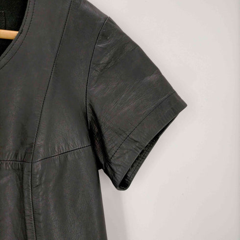 ジュンヤワタナベコムデギャルソン JUNYA WATANABE COMME des GARCONS 90S archive 牛革 貫通ポケット 切替 ショート丈 半袖ワンピース ドレス レディース