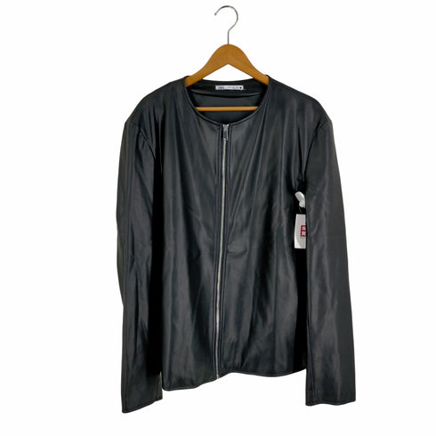 ザラ ZARA ノーカラー フェイクレザージャケット メンズ import:XL