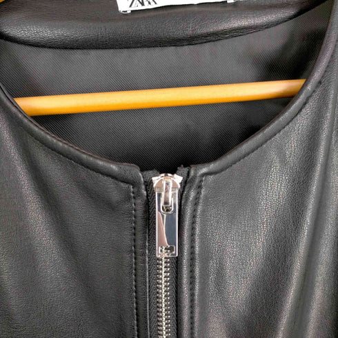 ザラ ZARA ノーカラー フェイクレザージャケット メンズ import:XL