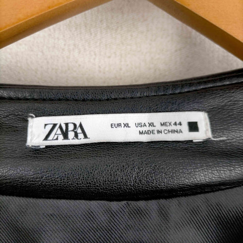 ザラ ZARA ノーカラー フェイクレザージャケット メンズ import:XL