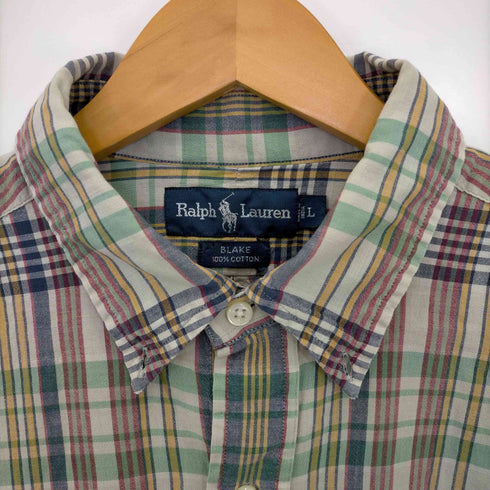 ラルフローレン RALPH LAUREN 90s インド製 BLAKE ポニー刺繍 ボタンダウンチェックシャツ メンズ import:L