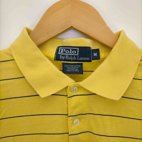 ポロバイラルフローレン Polo by RALPH LAUREN ペルー製 ポニー刺繍 ピマコットン ボーダーポロシャツ メンズ import:M