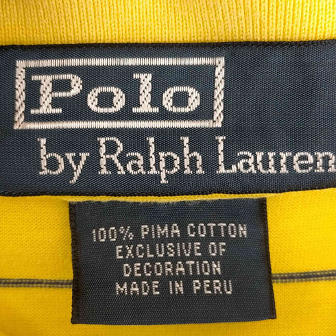 ポロバイラルフローレン Polo by RALPH LAUREN ペルー製 ポニー刺繍 ピマコットン ボーダーポロシャツ メンズ import:M