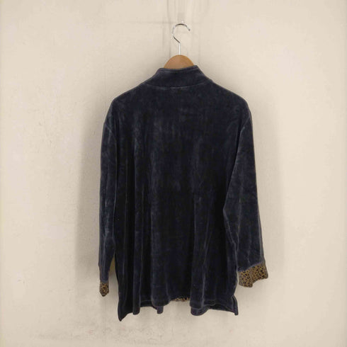 フルギ SUSAN GRAVER 香港製 レオパード切替 ジップアップベロアジャケット メンズ import:XL