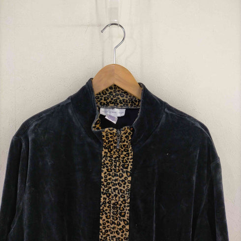 フルギ SUSAN GRAVER 香港製 レオパード切替 ジップアップベロアジャケット メンズ import:XL