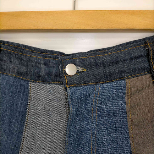ジッパーフライ パッチワークデニムパンツ メンズ