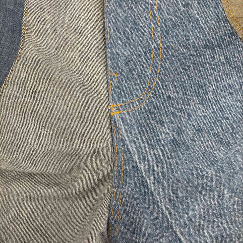 ジッパーフライ パッチワークデニムパンツ メンズ