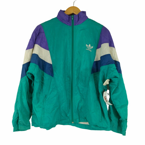 アディダス adidas 80s 白タグ ハイネック マルチカラーサテンジップアップジャケット メンズ import:L 14-16