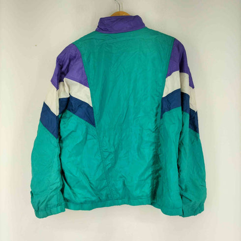 アディダス adidas 80s 白タグ ハイネック マルチカラーサテンジップアップジャケット メンズ import:L 14-16