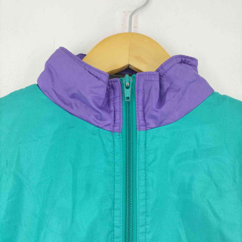 アディダス adidas 80s 白タグ ハイネック マルチカラーサテンジップアップジャケット メンズ import:L 14-16
