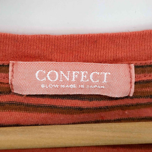 コンフェクト confect 23SS コットンリネン マルチボーダー 半袖ビッグTee Cotton Linen Big Tee Red Boder メンズ FREE